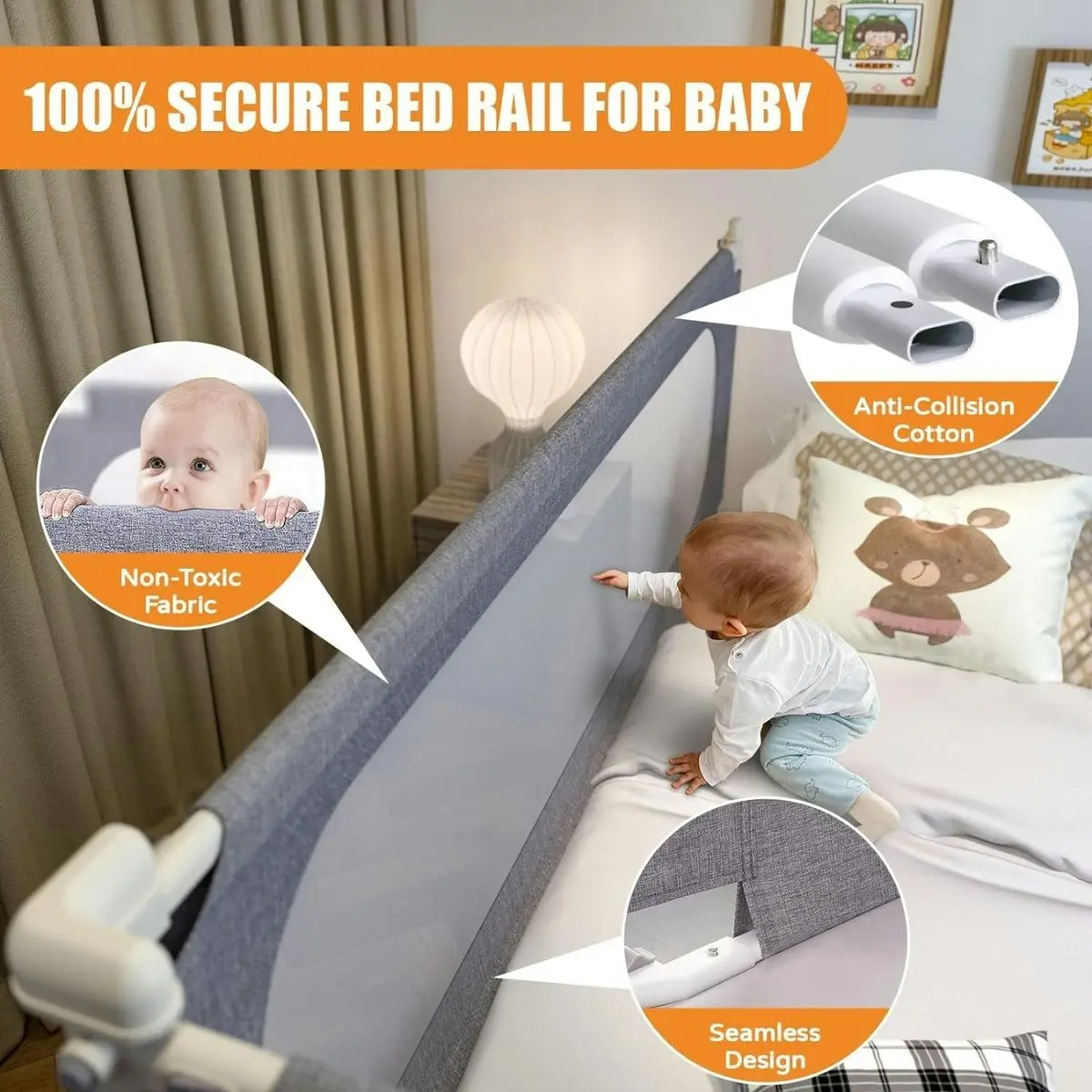 Toddly DreamGuard Adjustable Bed Rail Sets for Secure & Peaceful Nights