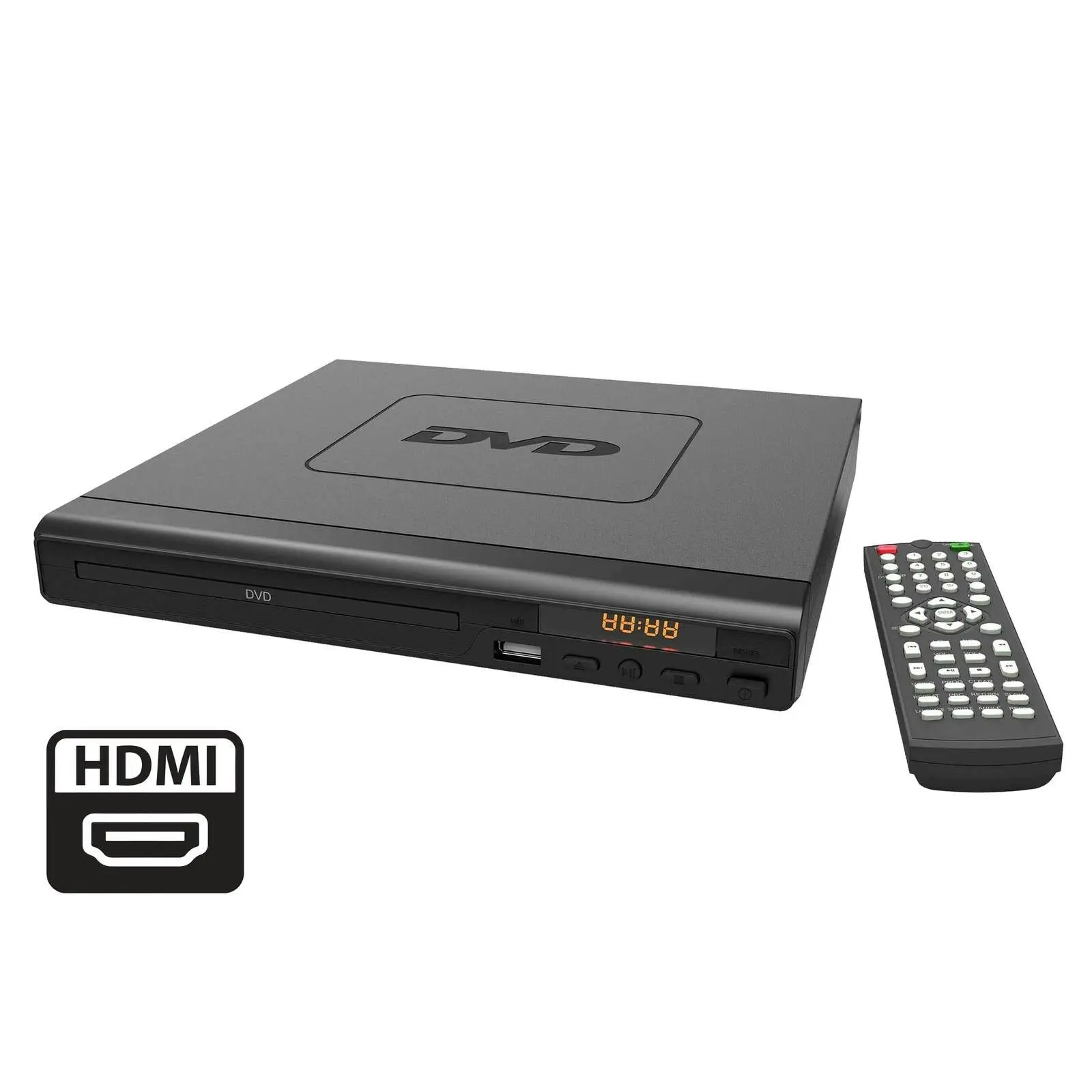 HDMI DVD Player (Black) w/ Remote Control, Compact Size, 8 Languages