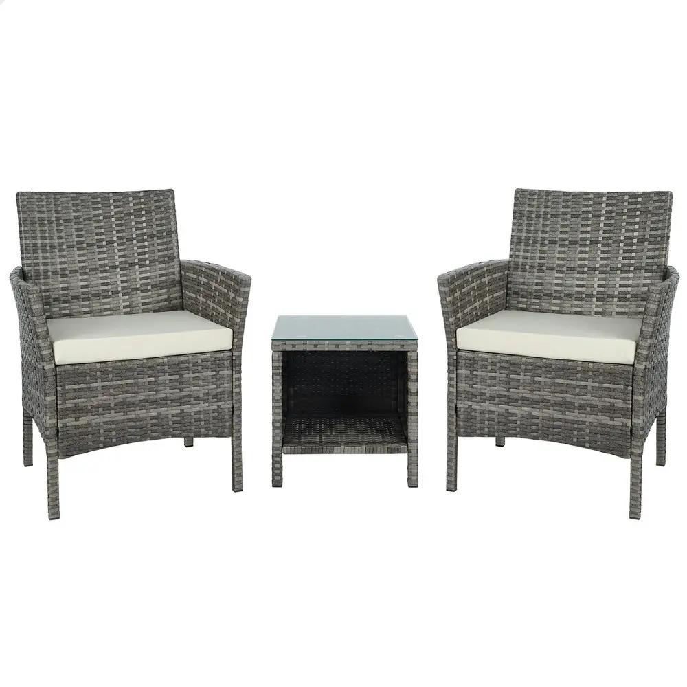 Alfordson Outdoor Furniture 3PCS Bistro Wicker Set Grey