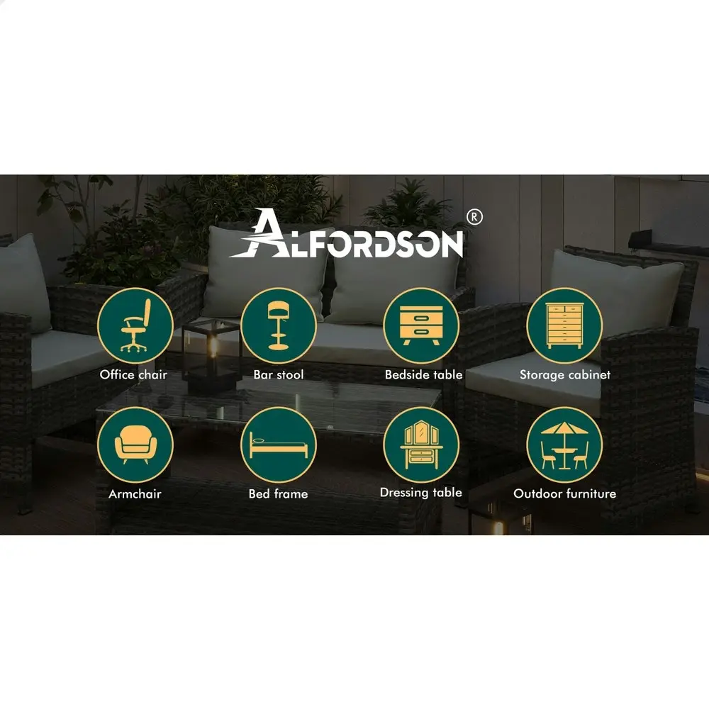 Alfordson Outdoor Furniture 4PCS Patio Wicker Set Grey