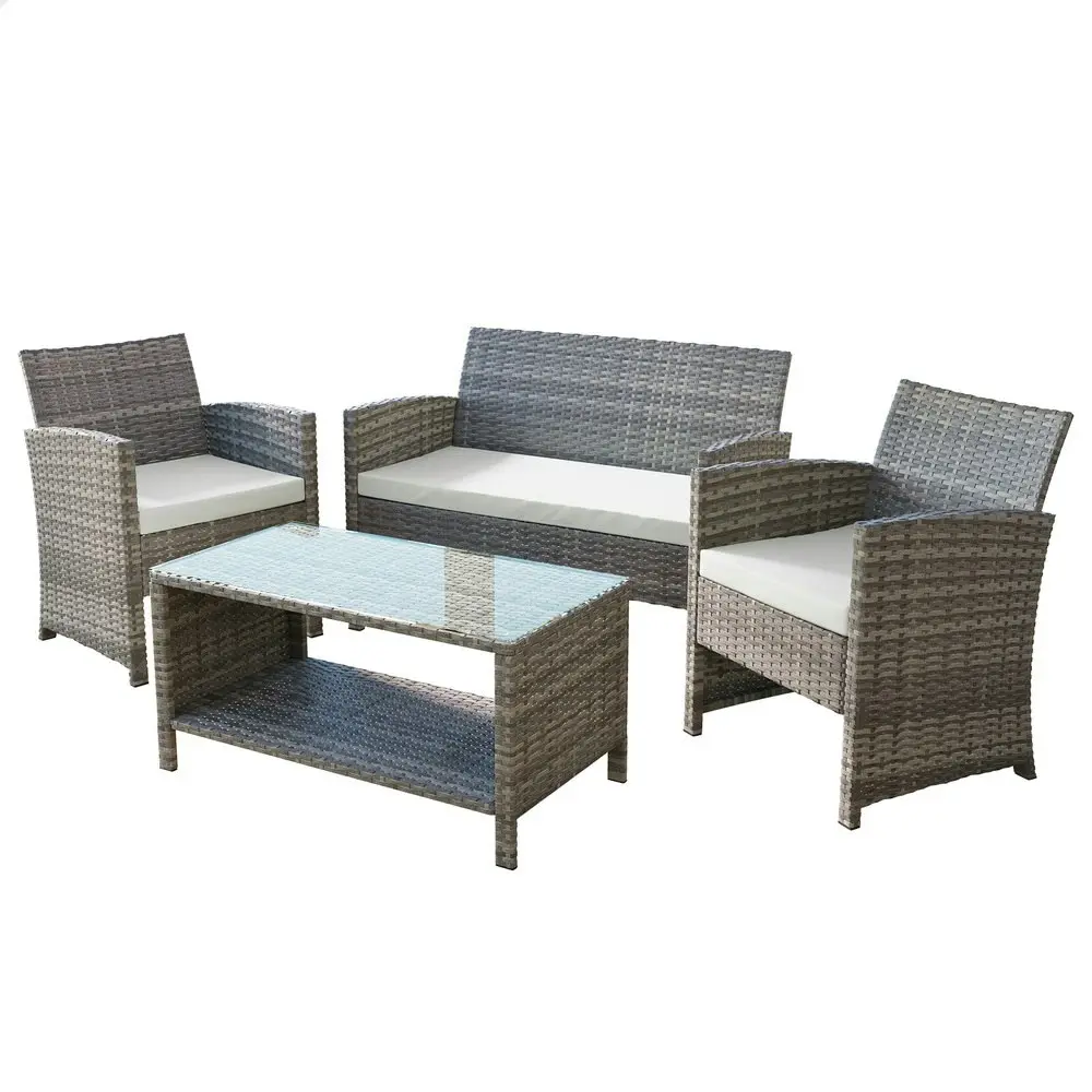 Alfordson Outdoor Furniture 4PCS Patio Wicker Set Grey