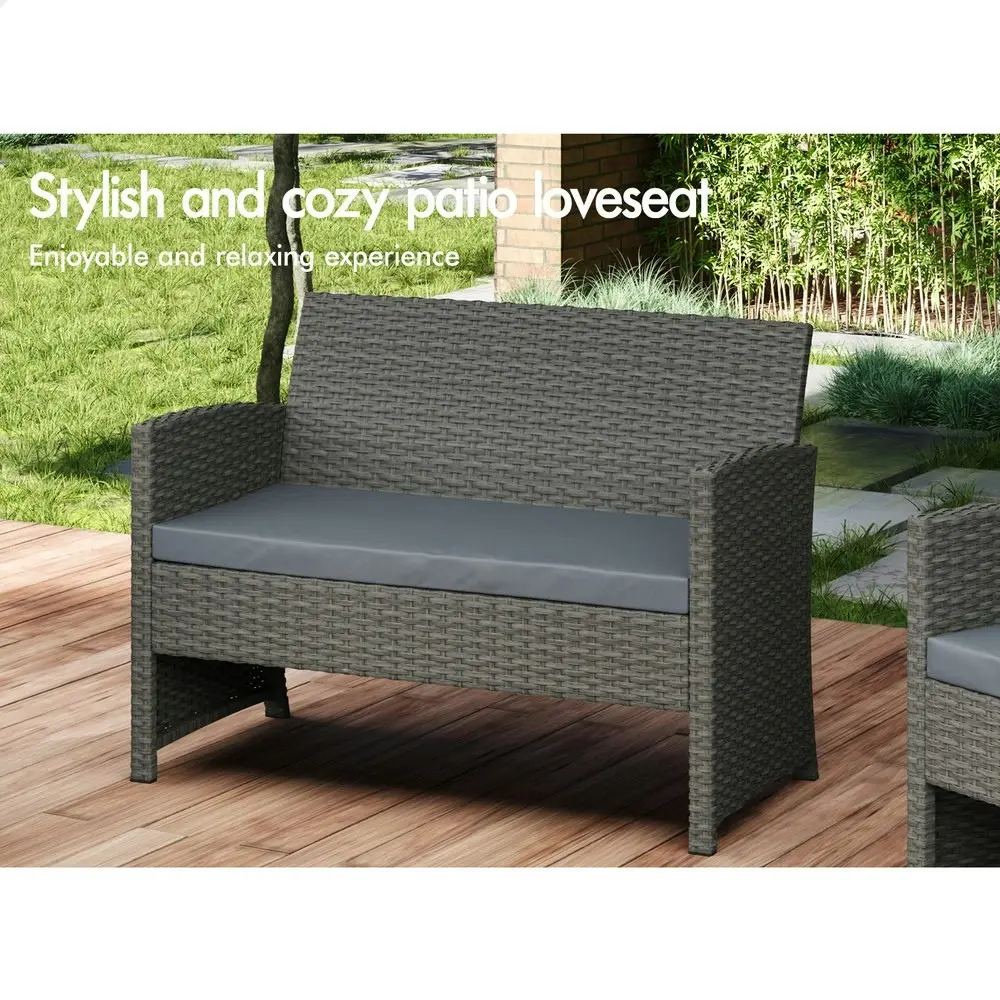 Alfordson Outdoor Furniture 4PCS Patio Wicker Set Dark Grey