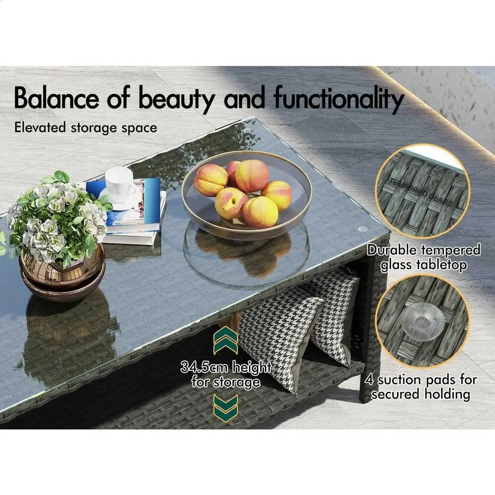 Alfordson Outdoor Furniture 4PCS Patio Wicker Set Dark Grey