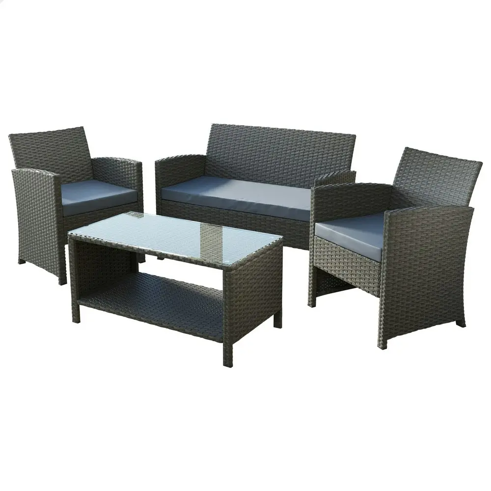 Alfordson Outdoor Furniture 4PCS Patio Wicker Set Dark Grey