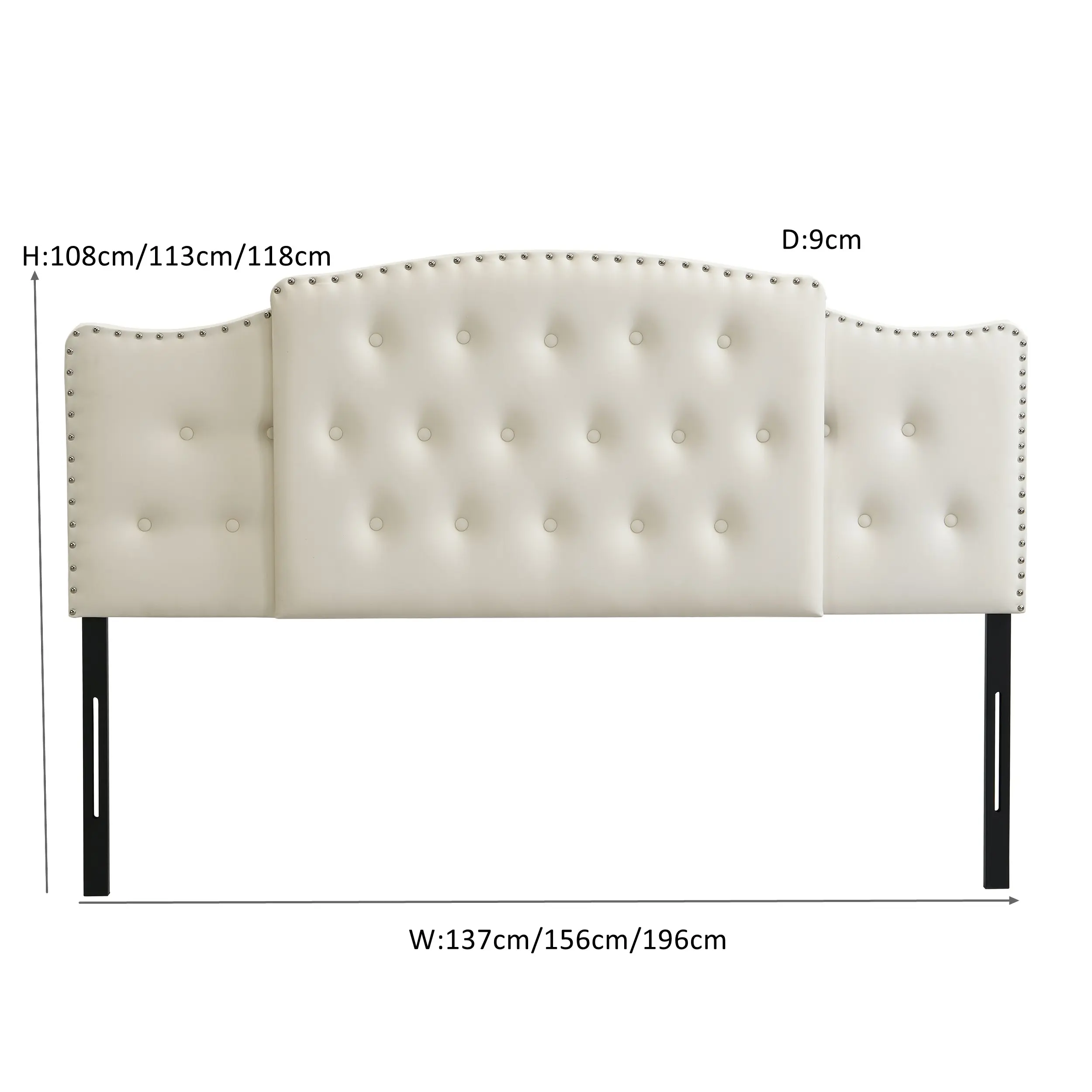 IHOMDEC Upholstered Size 3 In 1 Bed Headboard 3 levels for Height & Width Adjustment Beige