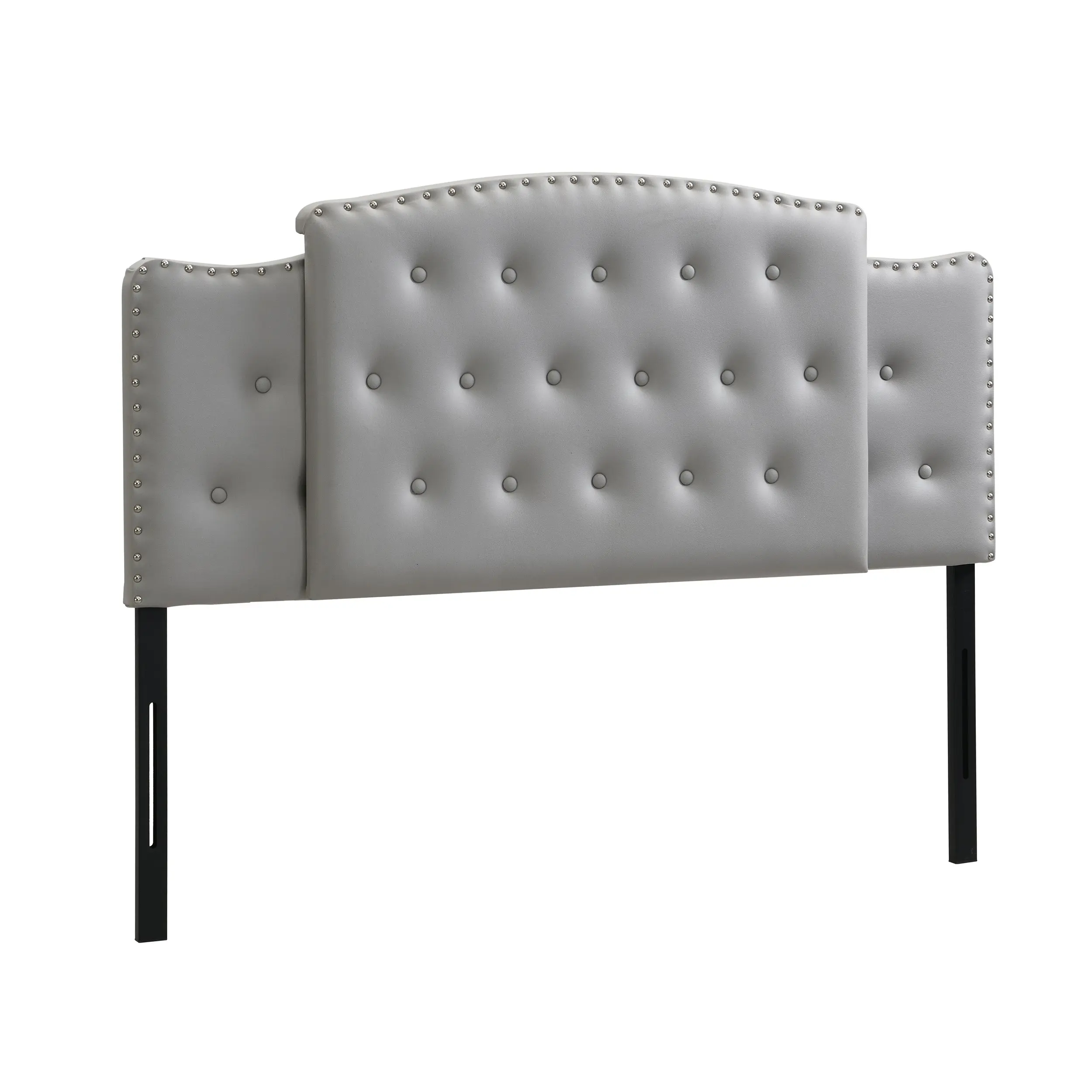 IHOMDEC Upholstered Size 3 In 1 Bed Headboard 3 levels for Height & Width Adjustment Grey