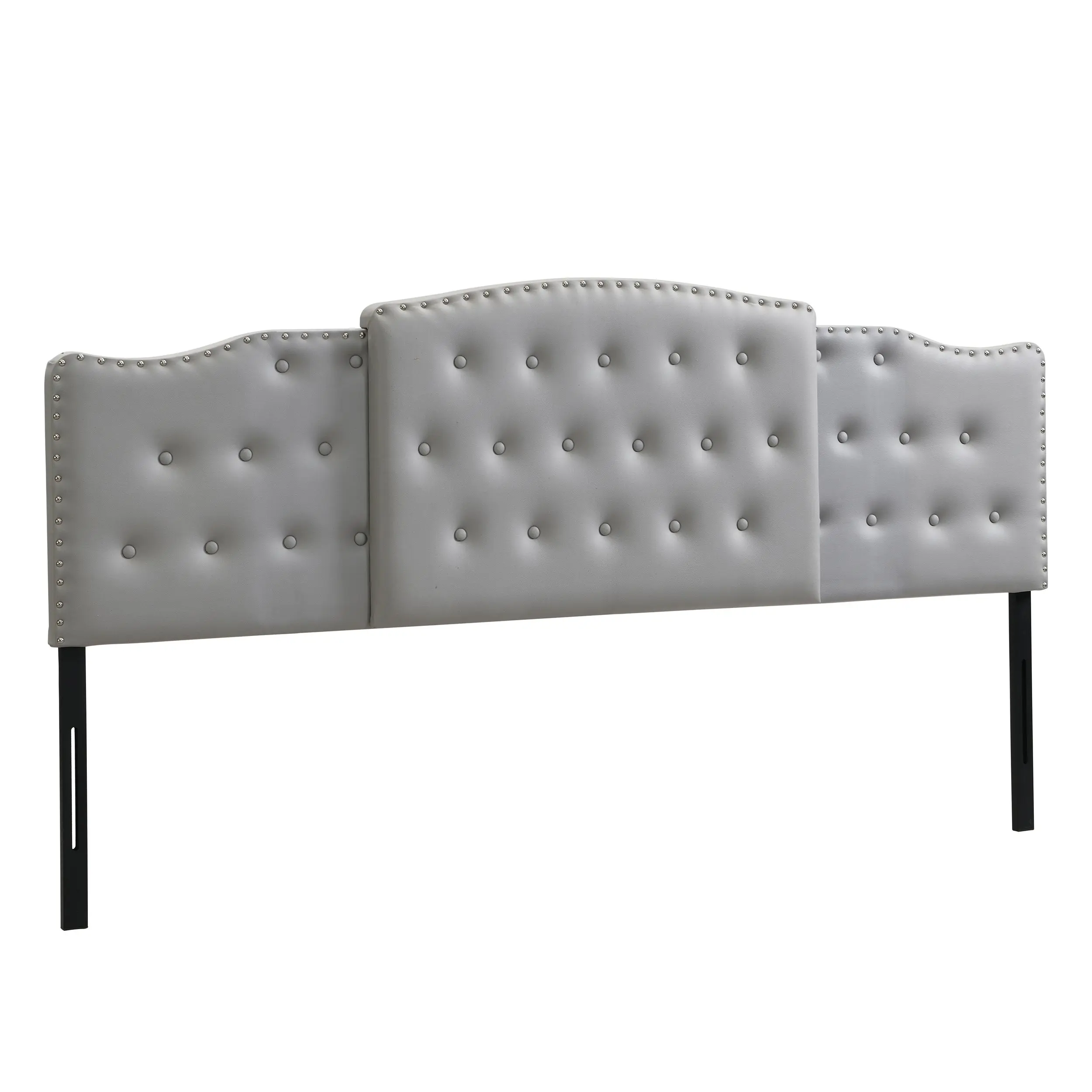 IHOMDEC Upholstered Size 3 In 1 Bed Headboard 3 levels for Height & Width Adjustment Grey