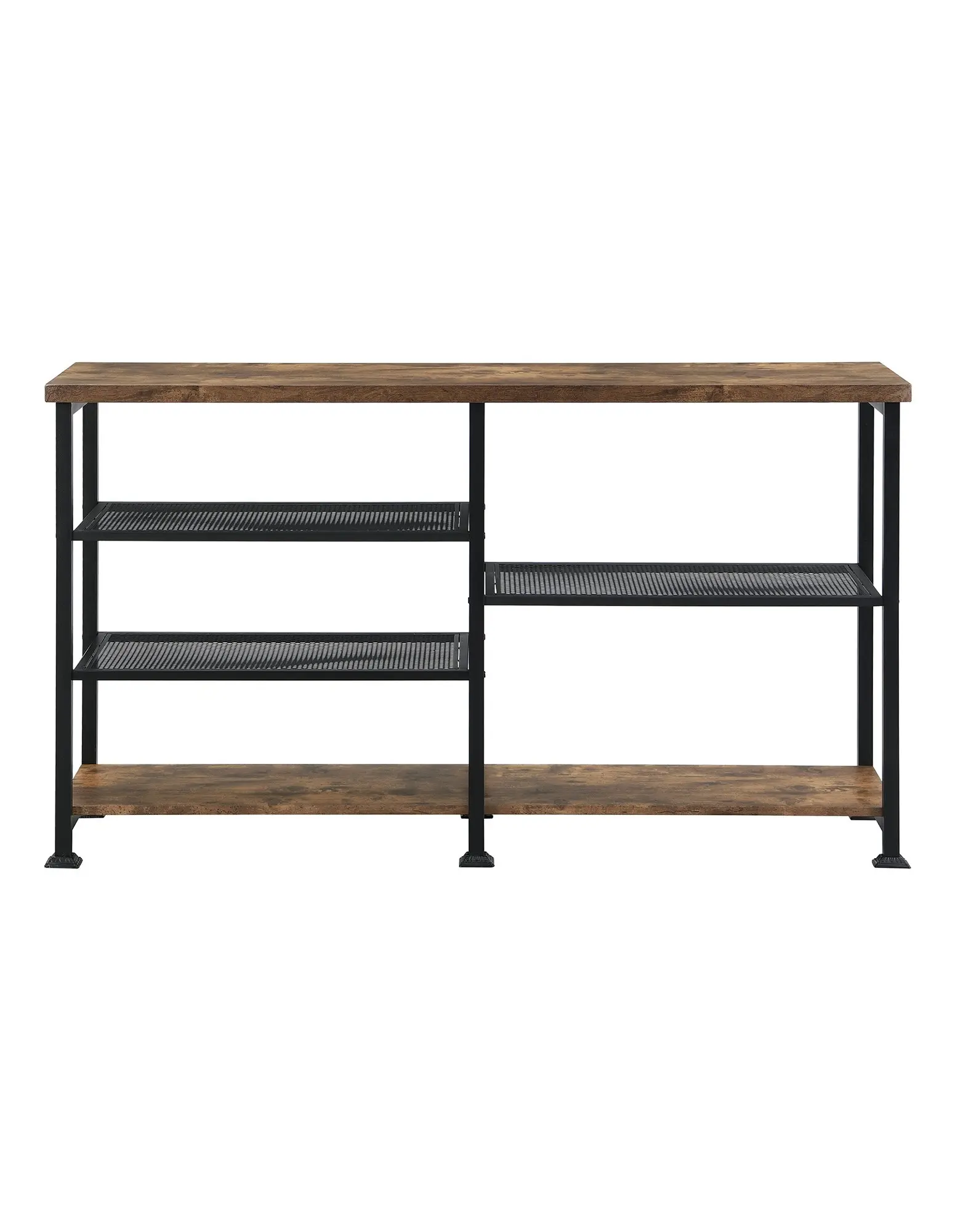 IHOMDEC Industrial 4-Tier Console Table 140cmW Rustic Dark Brown