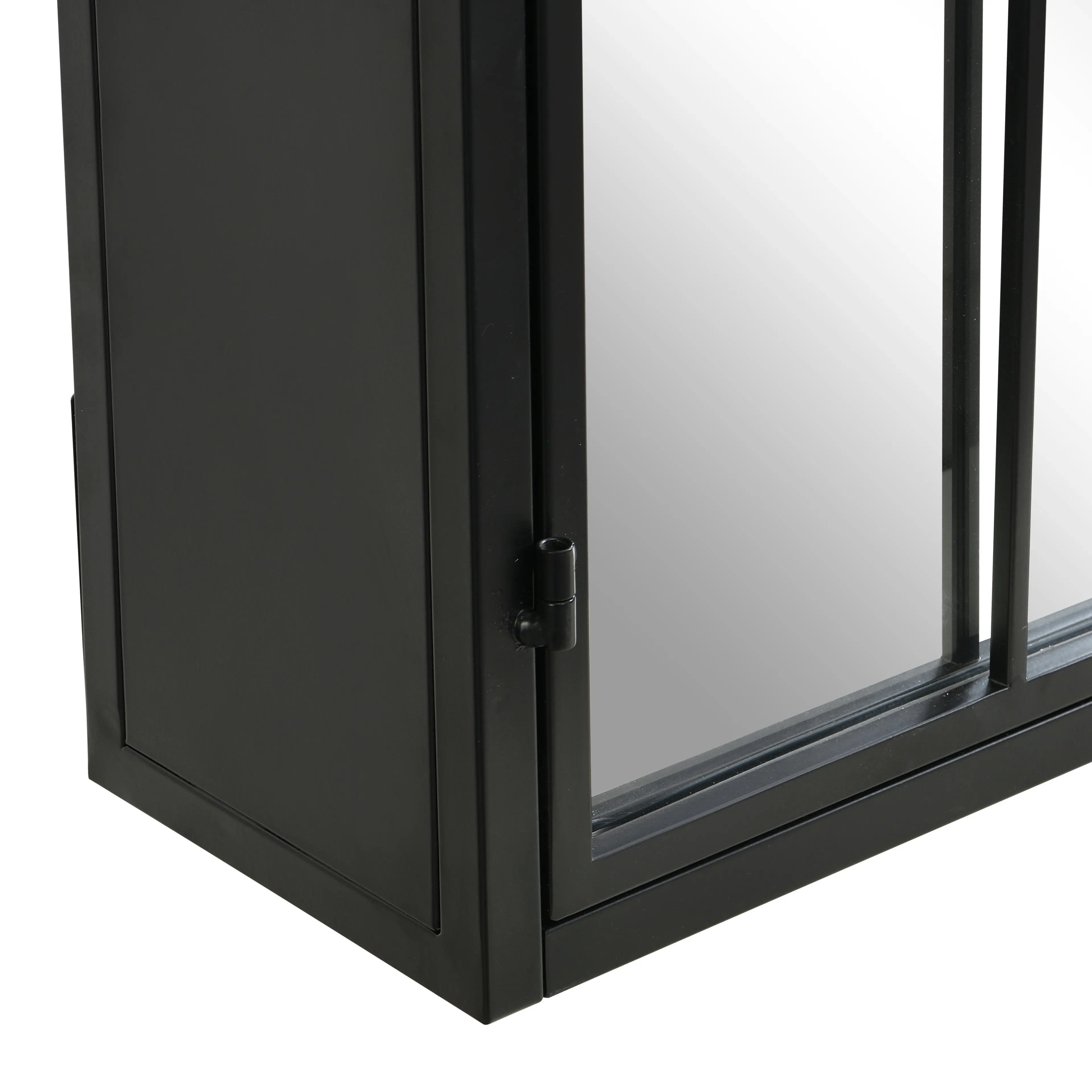 IHOMDEC Rectangle Metal Frame Wall Mounted Cabinet with Mirror Doors Black