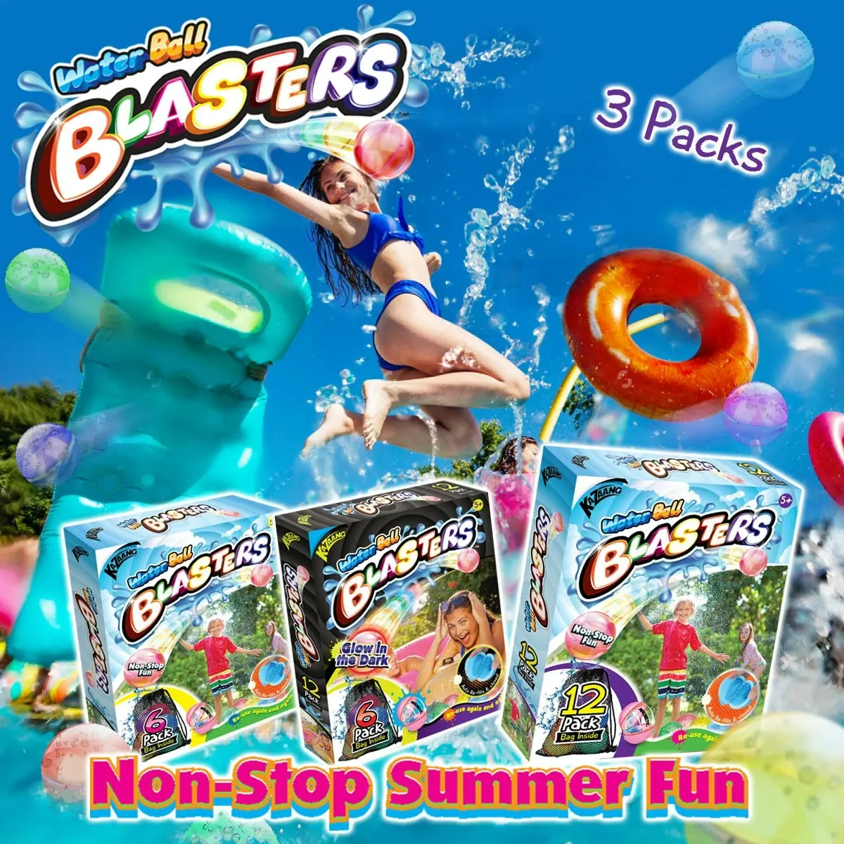 Kazaang Water Ball Blasters Glow In The Dark Limited Edition 6 Pack