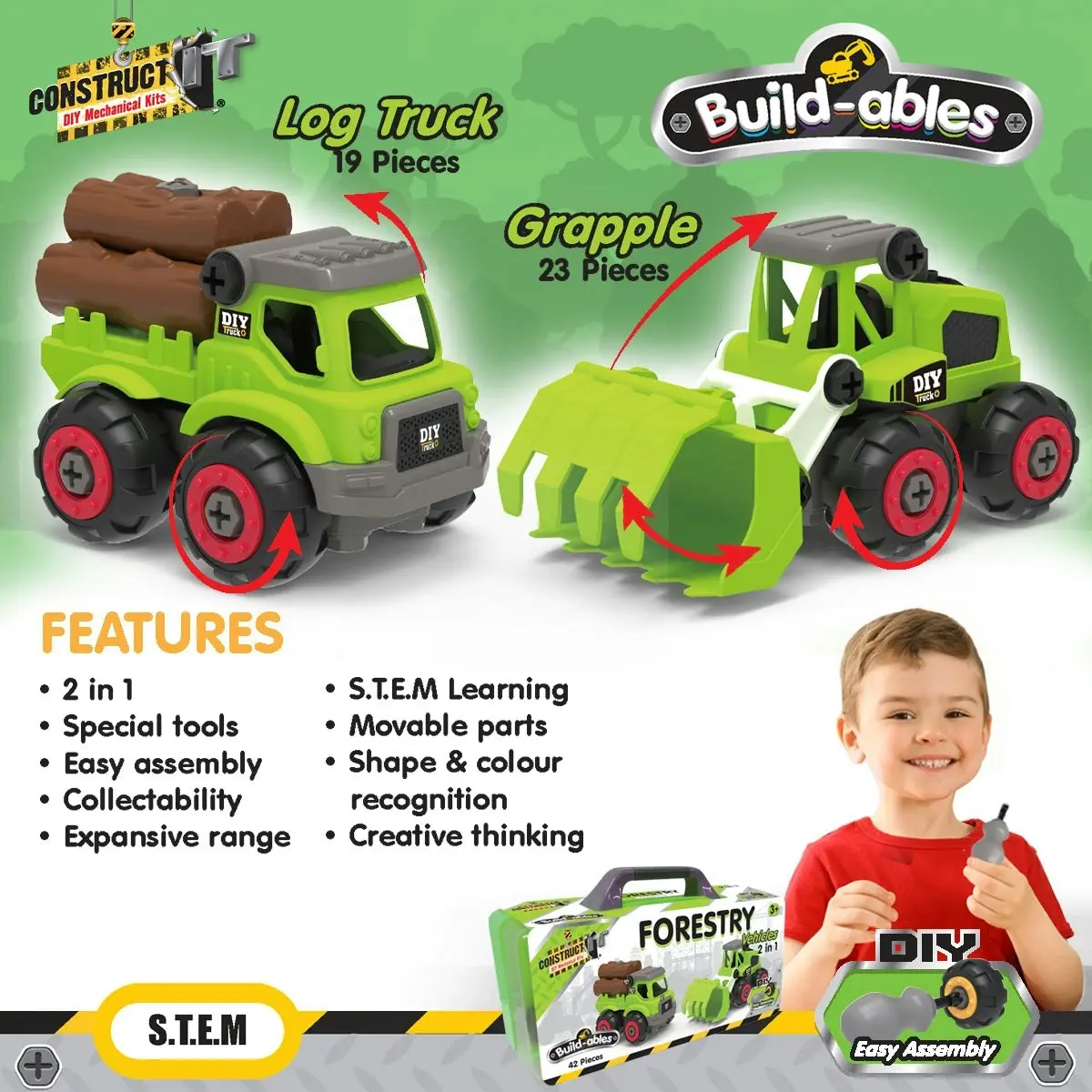 Construct It Build-ables - Forestry Vehicles 2 In 1