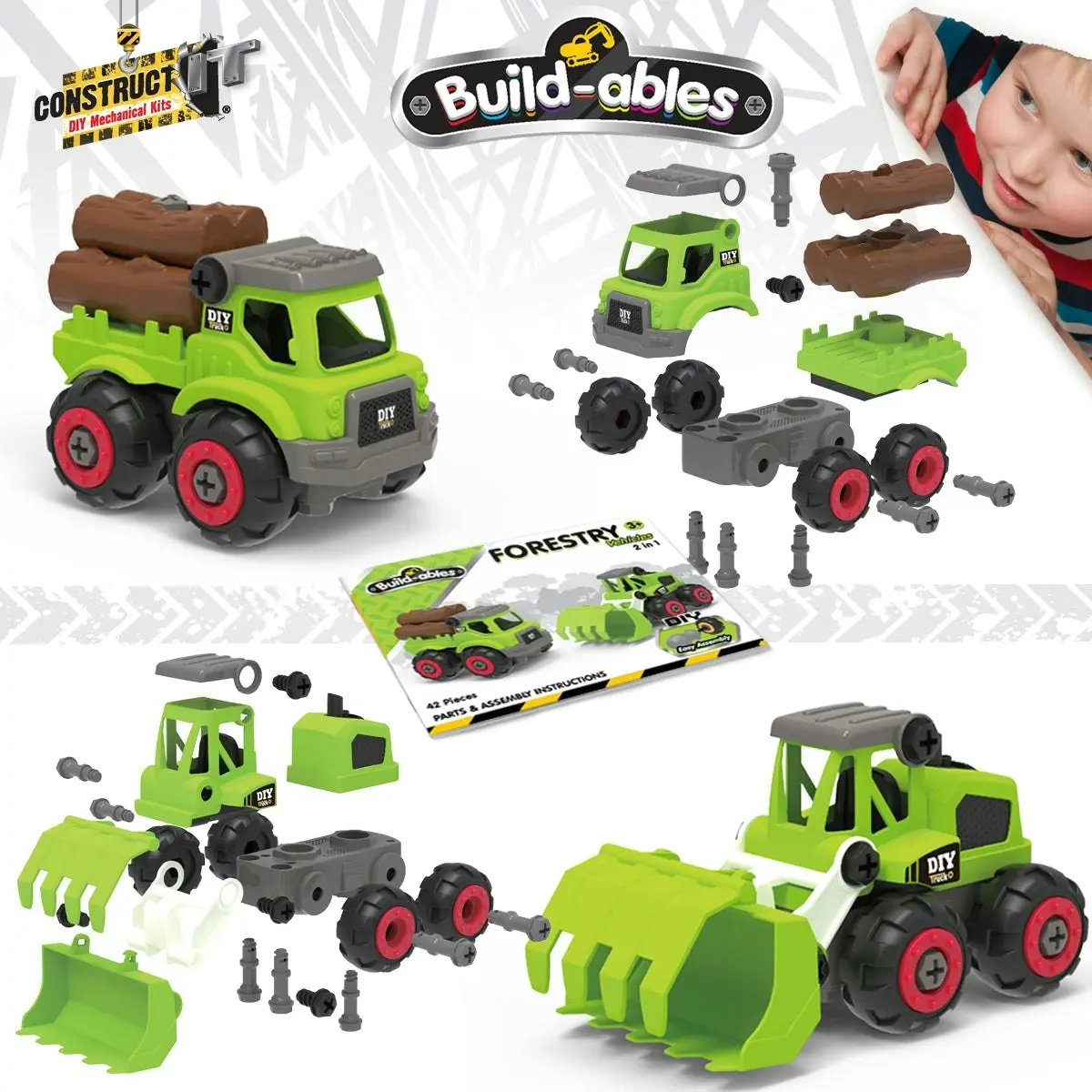 Construct It Build-ables - Forestry Vehicles 2 In 1