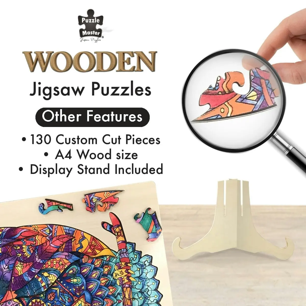 Puzzle Master 130 Piece Wooden Jigsaw Puzzle, Owl