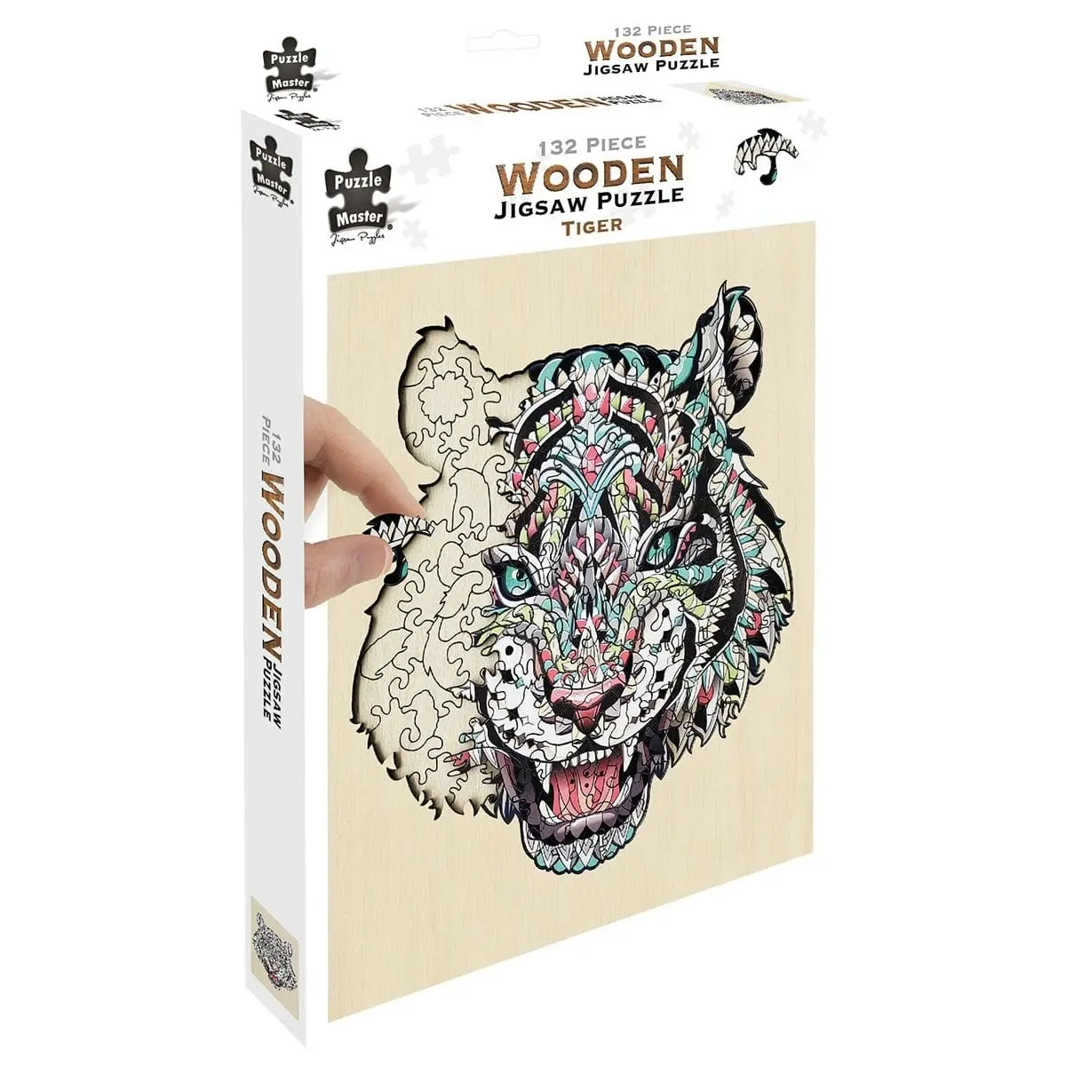 Puzzle Master 132 Piece Wooden Jigsaw Puzzle, Tiger