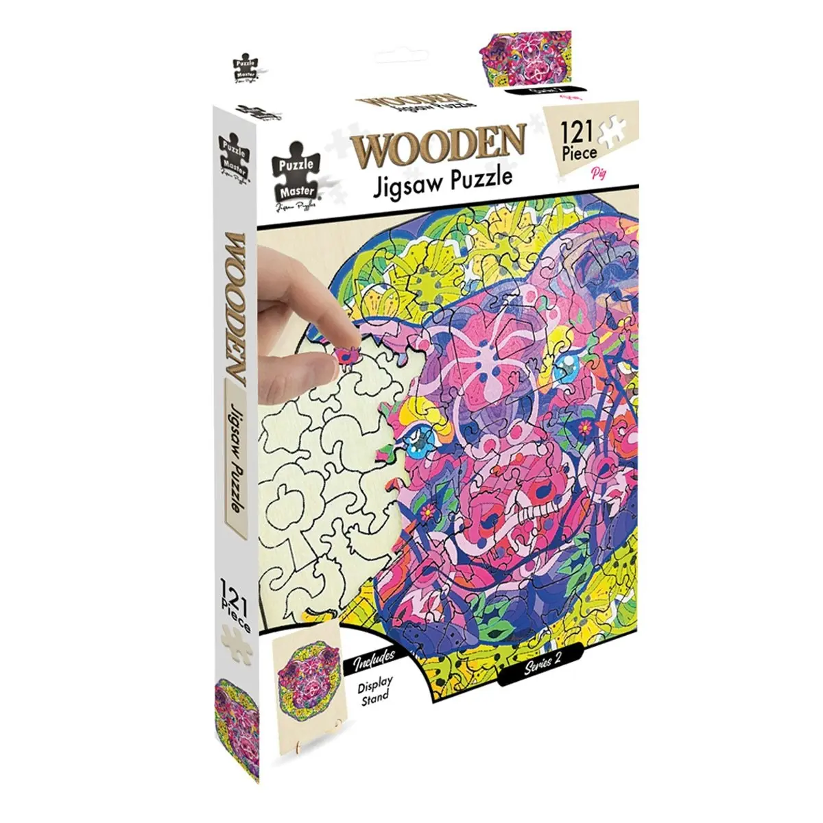 Puzzle Master 121 Piece Wooden Jigsaw Puzzle, Pig