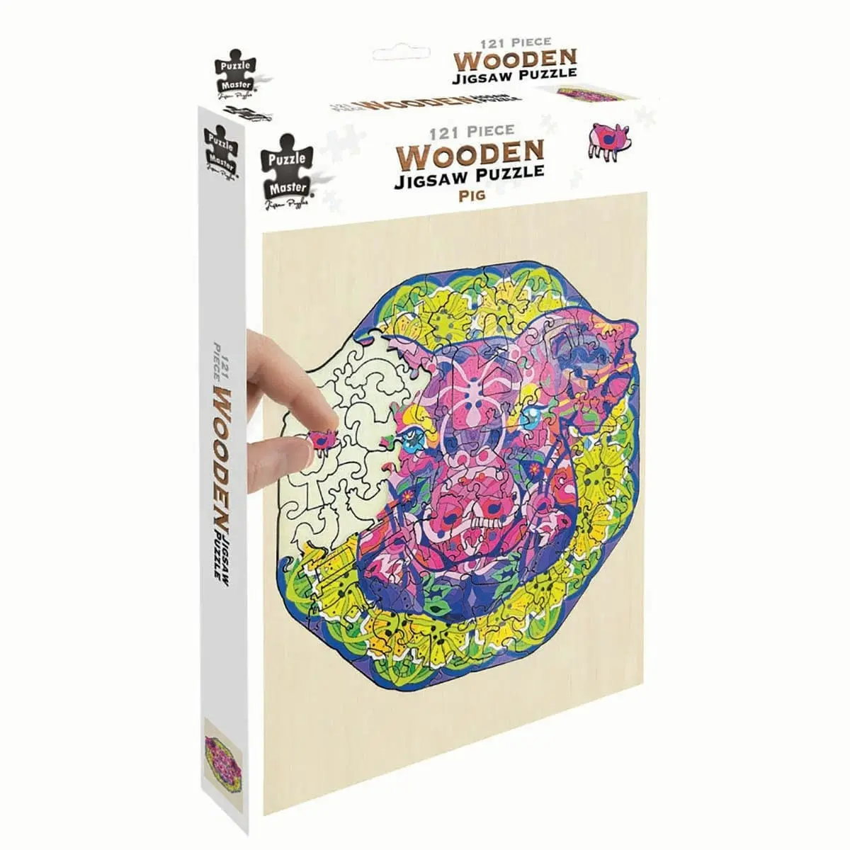 Puzzle Master 121 Piece Wooden Jigsaw Puzzle, Pig