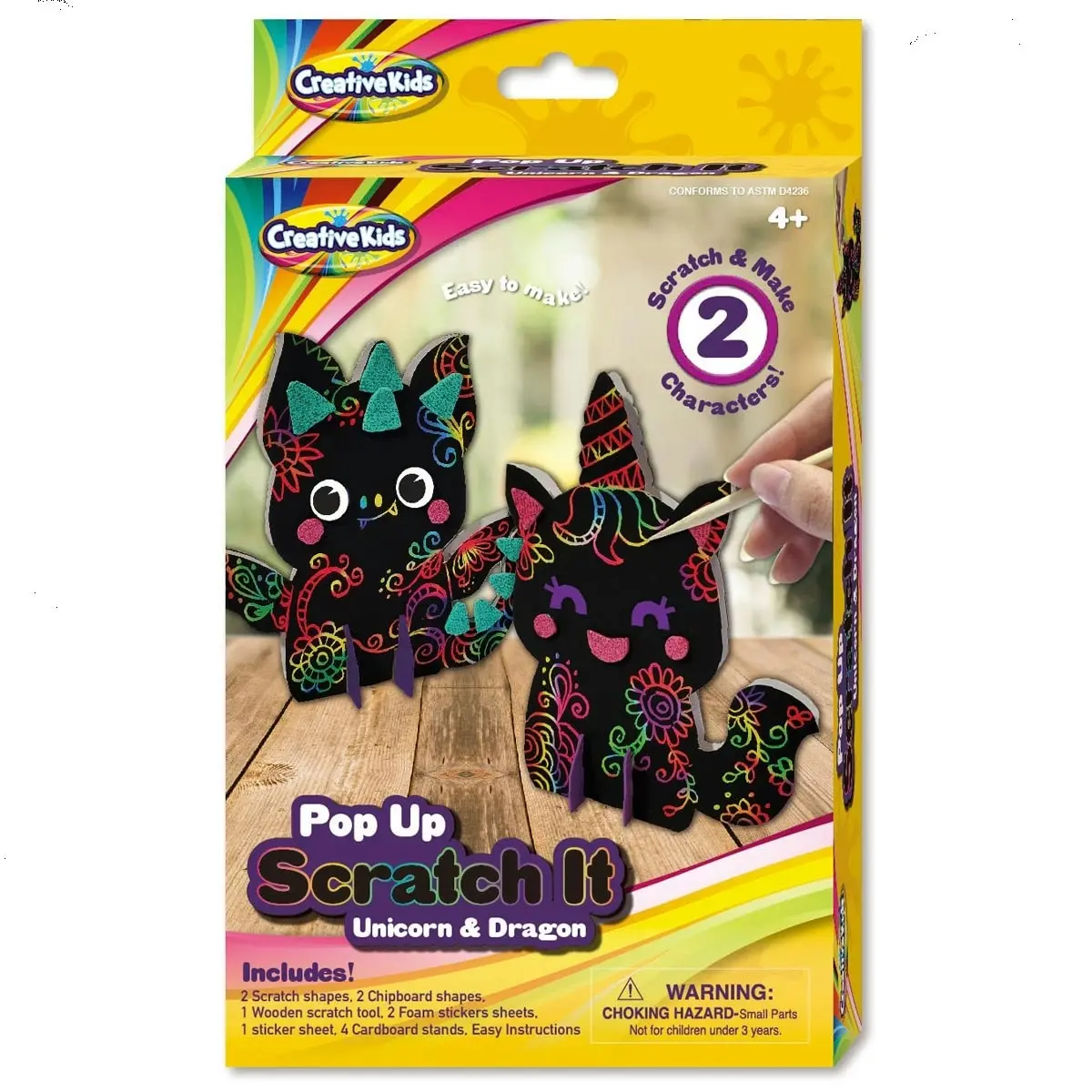 Creative Kids Pop Up Scratch It Unicorn & Dragon