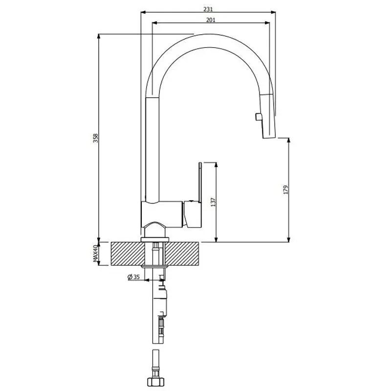 Armando Vicario Mix 15D Kitchen Mixer with Pull-Out Tap