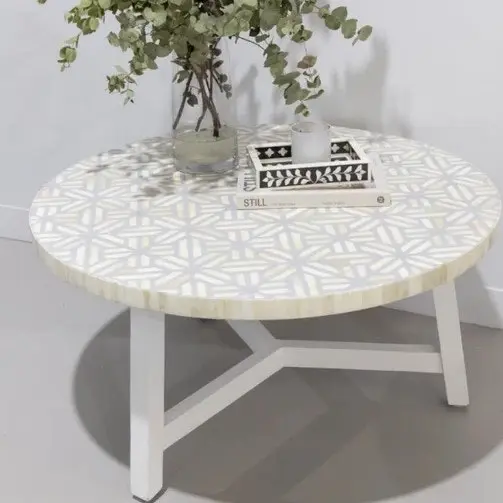 Zohi_Interiors Ayat Bone Inlay Round Coffee Table