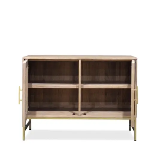 Winnipeg & Sons Aranga Timber & Rattan Two Shelf Cabinet