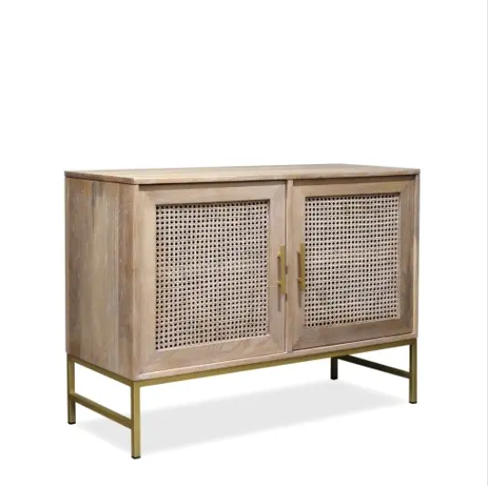 Winnipeg & Sons Aranga Timber & Rattan Two Shelf Cabinet