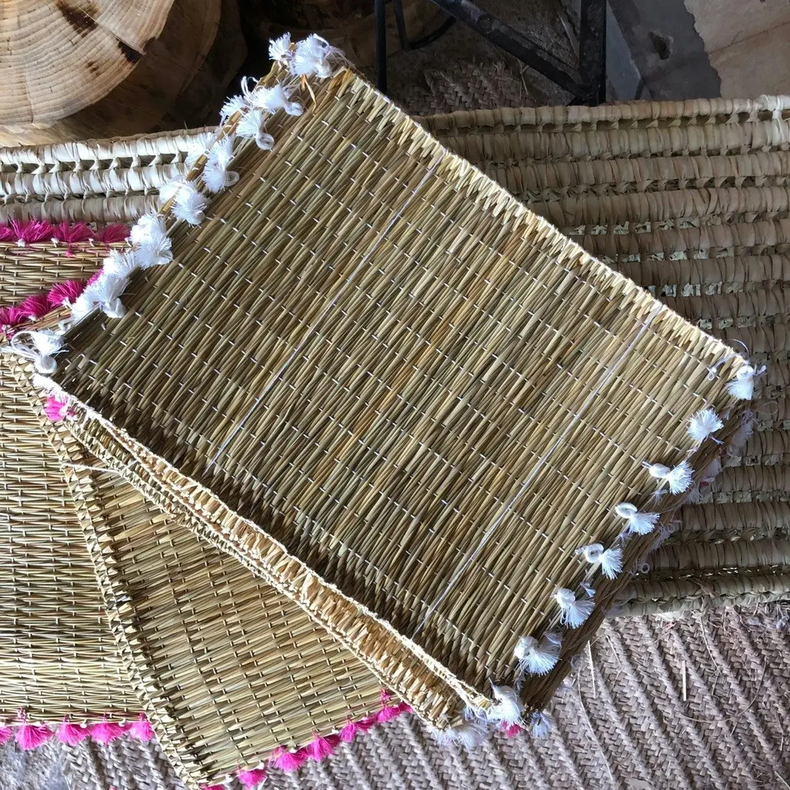 Zohi Interiors Handmade Marrakech Cotton & Raffia Placemat with Oat Tassels