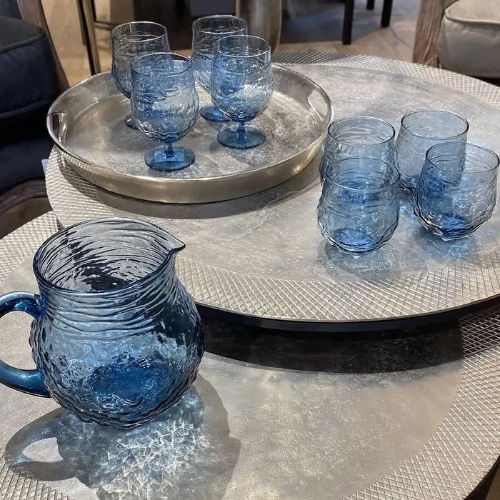 Provincial & Rustic Serena Wine Goblet in Blue - Set of 4