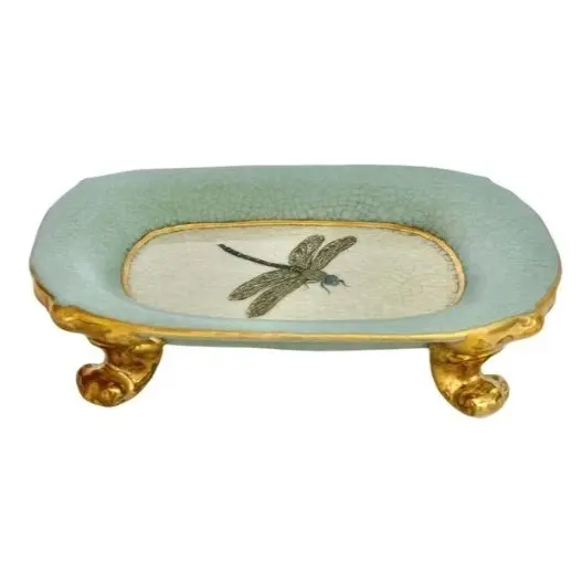 Singa Brass & Ceramic Palm Savon Dish