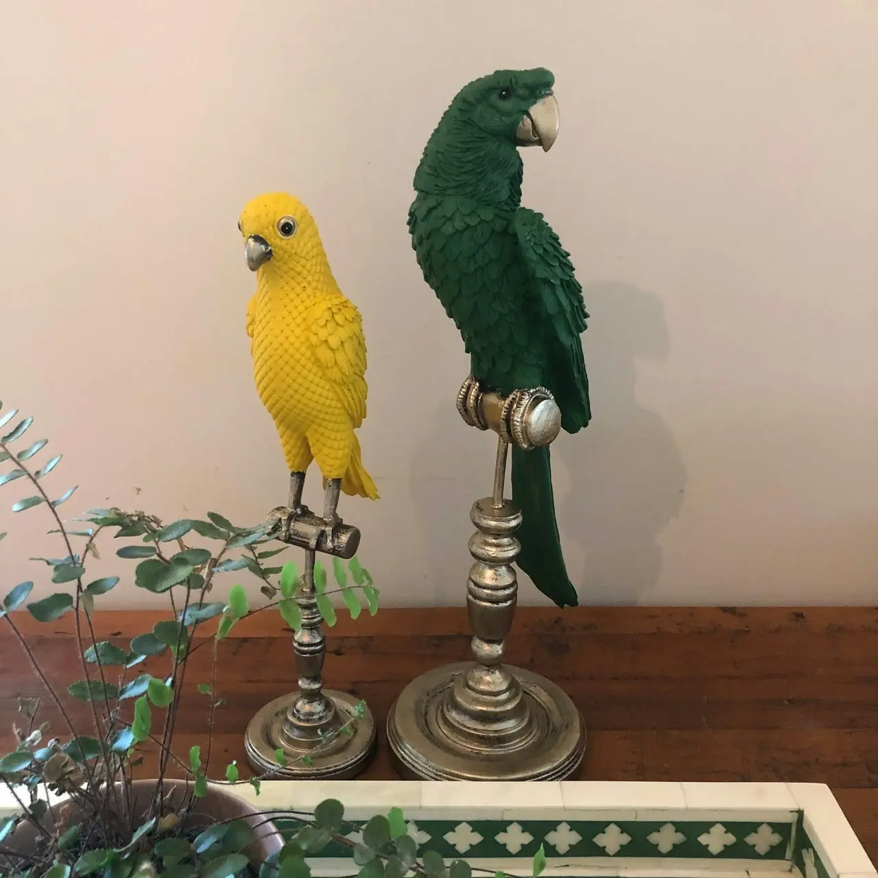 Singa Brass & Ceramic Ornamental Emperor Parrot in Sunny Yellow