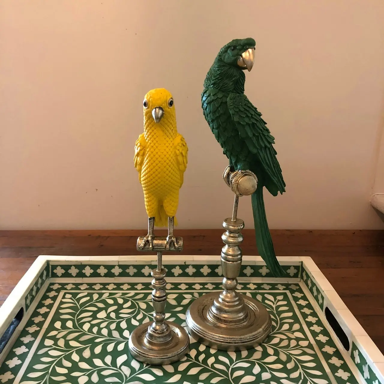 Singa Brass & Ceramic Ornamental Emperor Parrot in Sunny Yellow