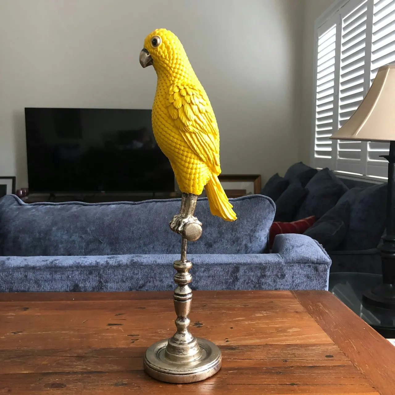 Singa Brass & Ceramic Ornamental Emperor Parrot in Sunny Yellow