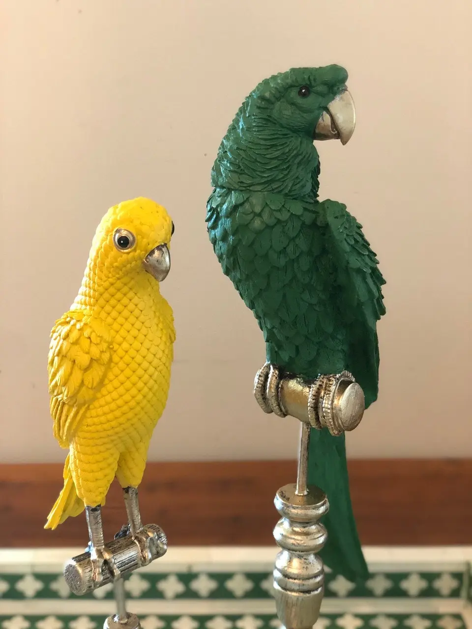 Singa Brass & Ceramic Ornamental Emperor Parrot in Sunny Yellow