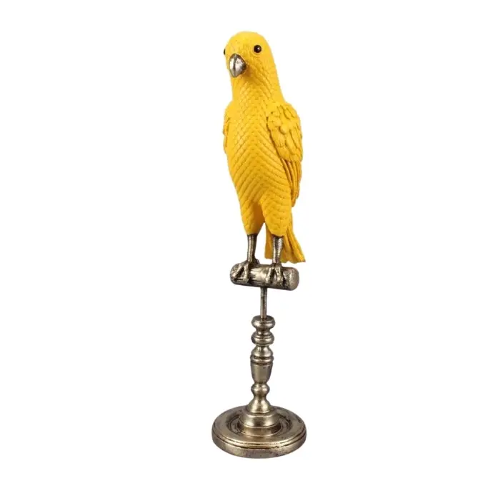 Singa Brass & Ceramic Ornamental Emperor Parrot in Sunny Yellow