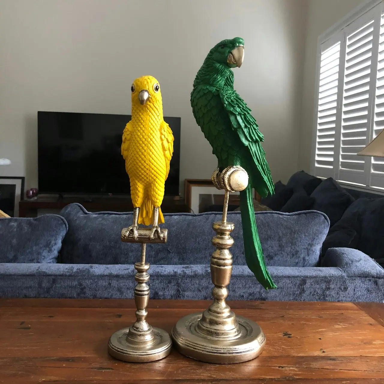 Singa Brass & Ceramic Ornamental Emperor Parrot in Sunny Yellow