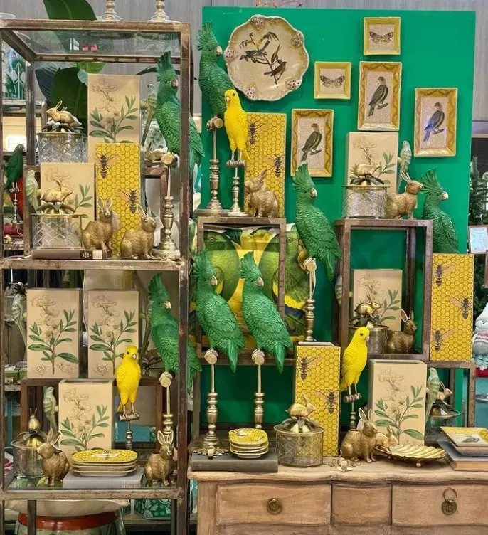 Singa Brass & Ceramic Ornamental Emperor Parrot in Sunny Yellow