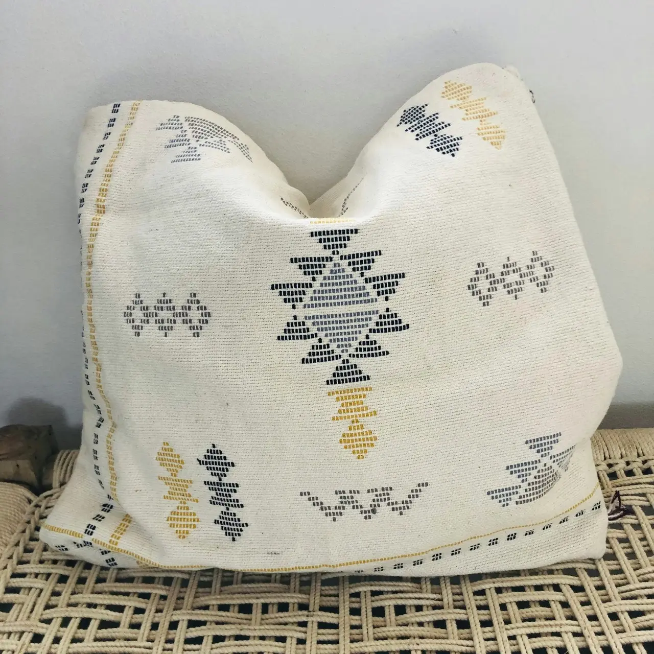 Zohi Interiors Indian Cotton Cushion with Hand Stitching