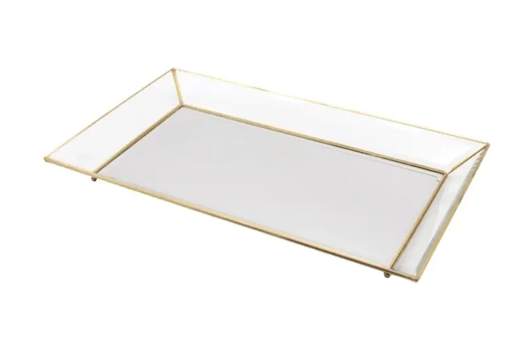 Zohi Interiors Brass & Glass Large Tray