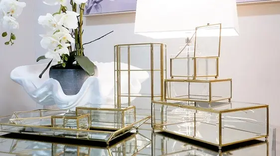 Zohi Interiors Brass & Glass Large Tray