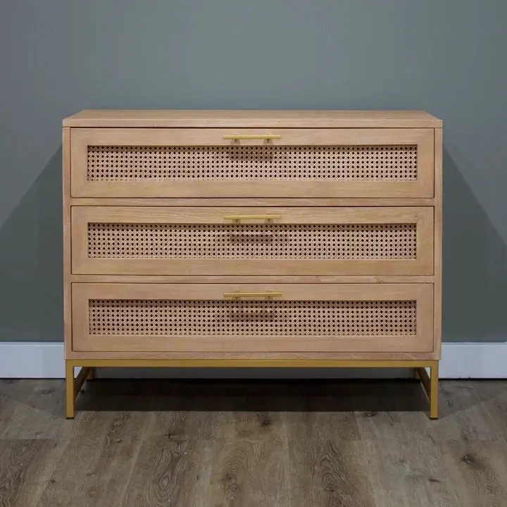 Winnipeg & Sons Aranga Timber & Rattan 3 Drawer Chest