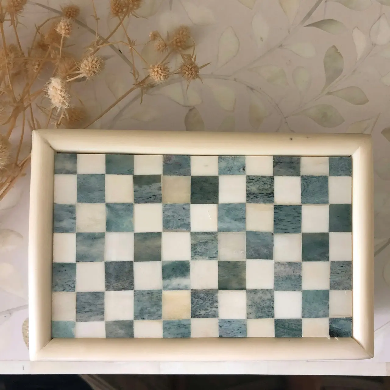 Emporium Bone Inlay Box in Checker Pattern