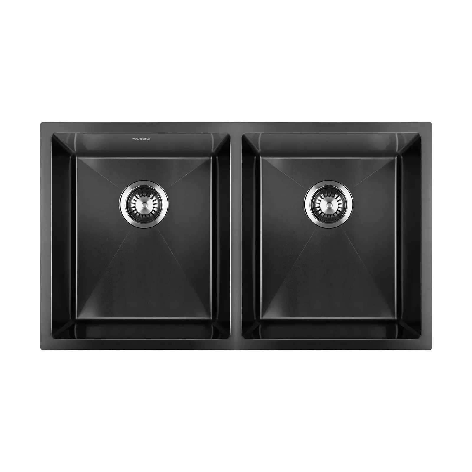 Welba Kitchen Sink Stainless Steel Basin Double Under/Top/Flush Mount Black