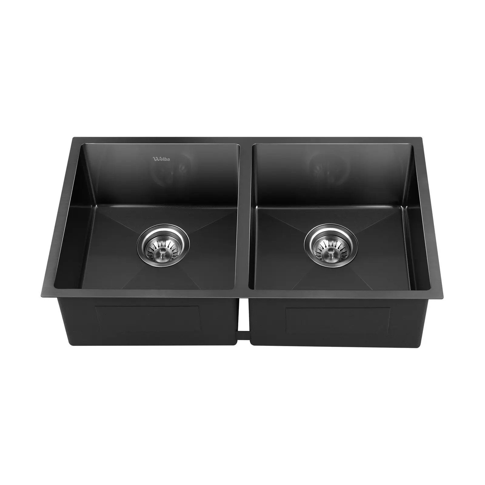 Welba Kitchen Sink Stainless Steel Basin Double Under/Top/Flush Mount Black