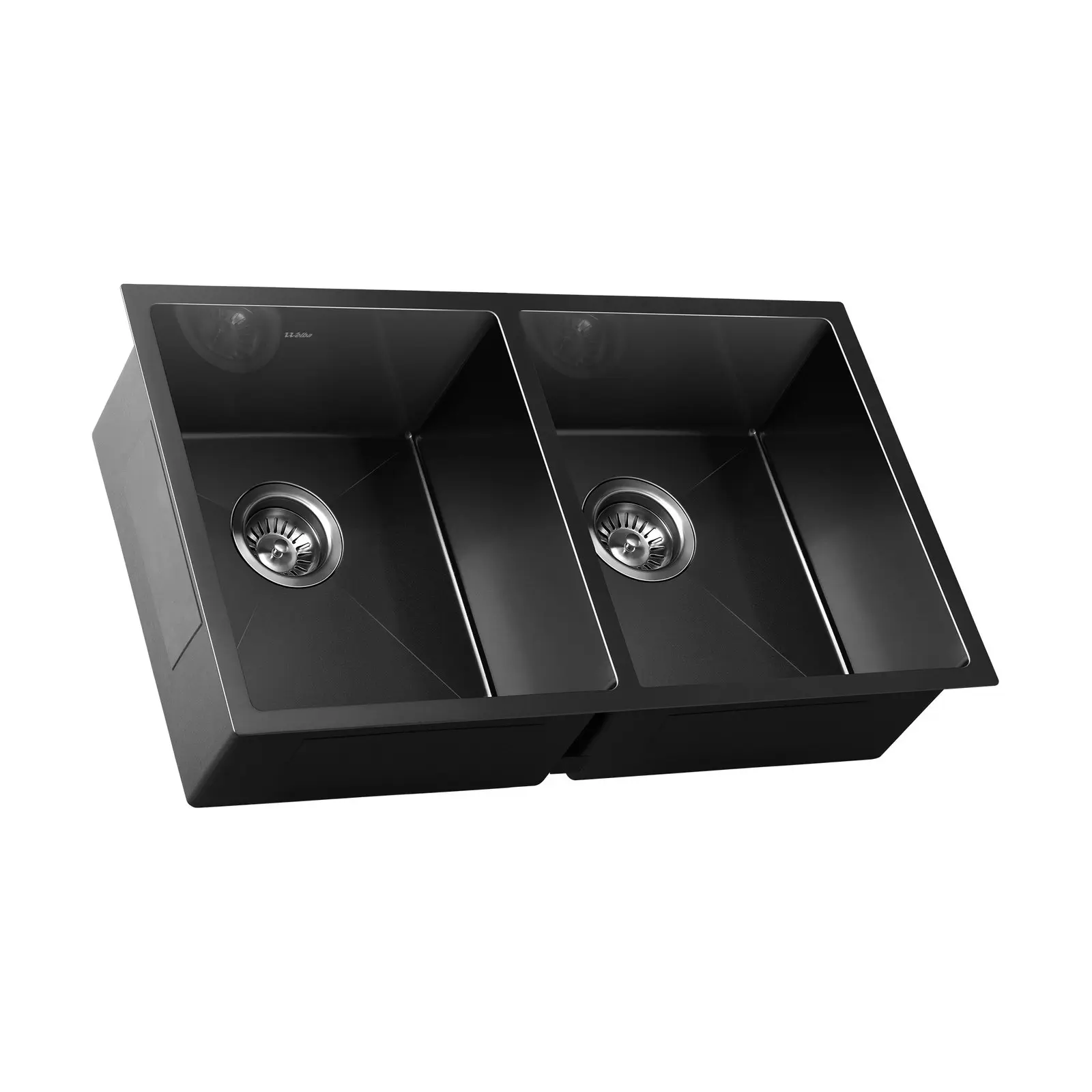 Welba Kitchen Sink Stainless Steel Basin Double Under/Top/Flush Mount Black