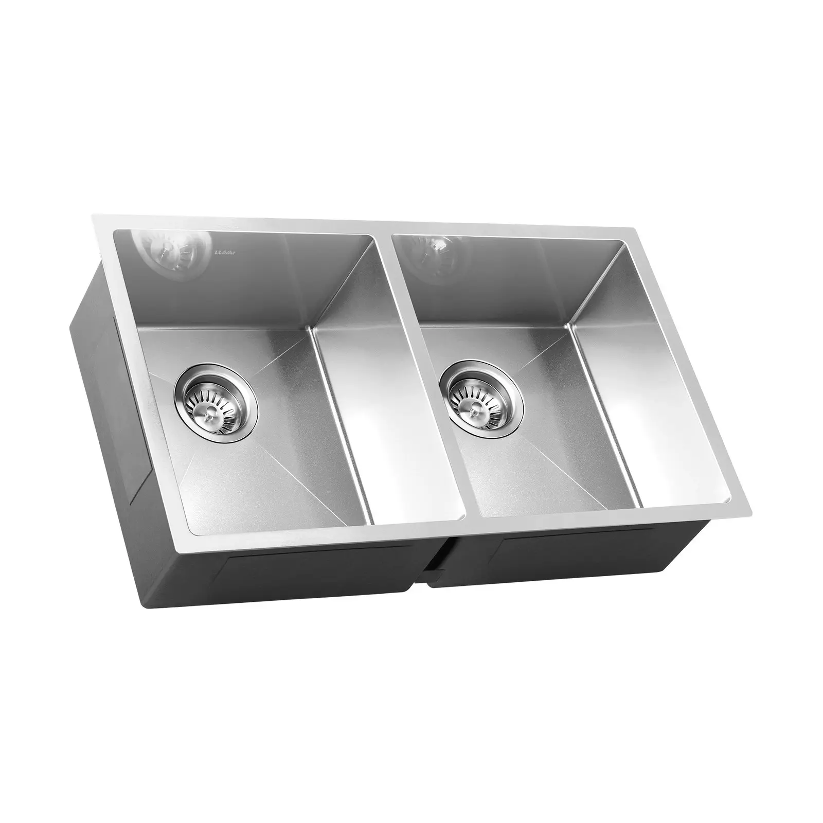 Welba Kitchen Sink Stainless Steel Basin Double Under/Top/Flush Mount 76X44CM