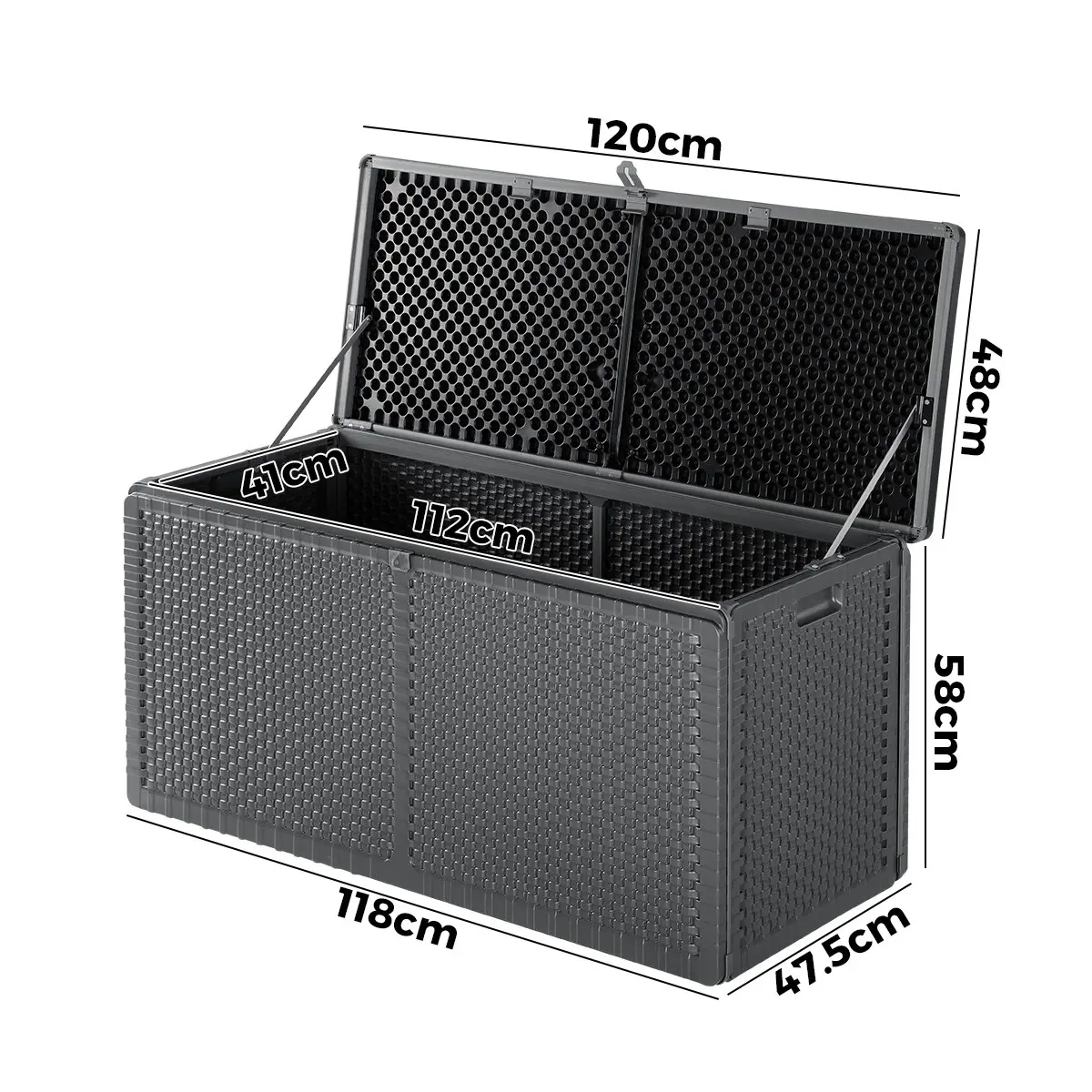 Livsip Outdoor Storage Box Bench 310L Cabinet Container Garden Deck Tool Grey