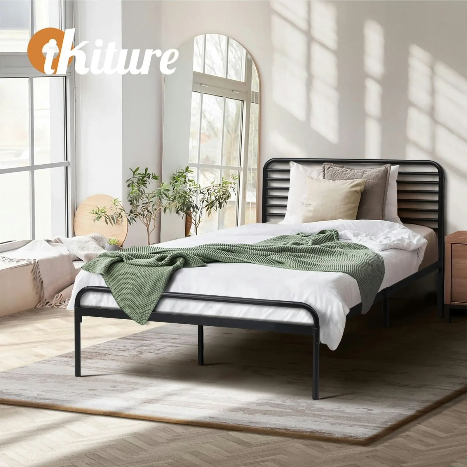 Oikiture Metal Bed Frame King Single Size Beds Platform