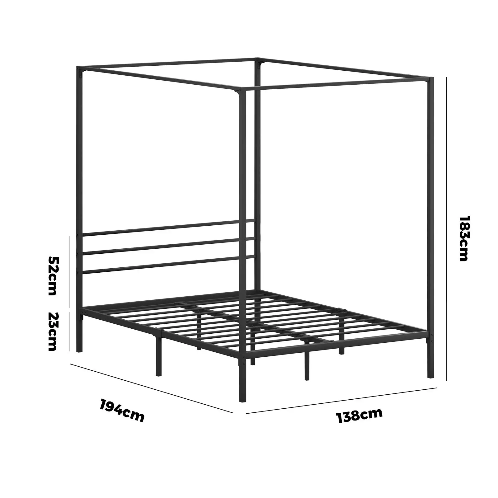 Oikiture Metal Canopy Bed Frame Double Size Platform