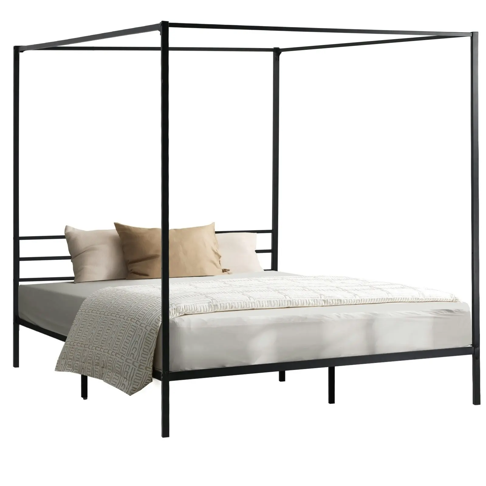 Oikiture Metal Canopy Bed Frame Double Size Platform