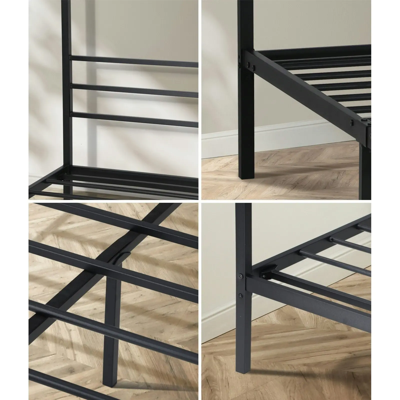 Oikiture Metal Canopy Bed Frame Double Size Platform