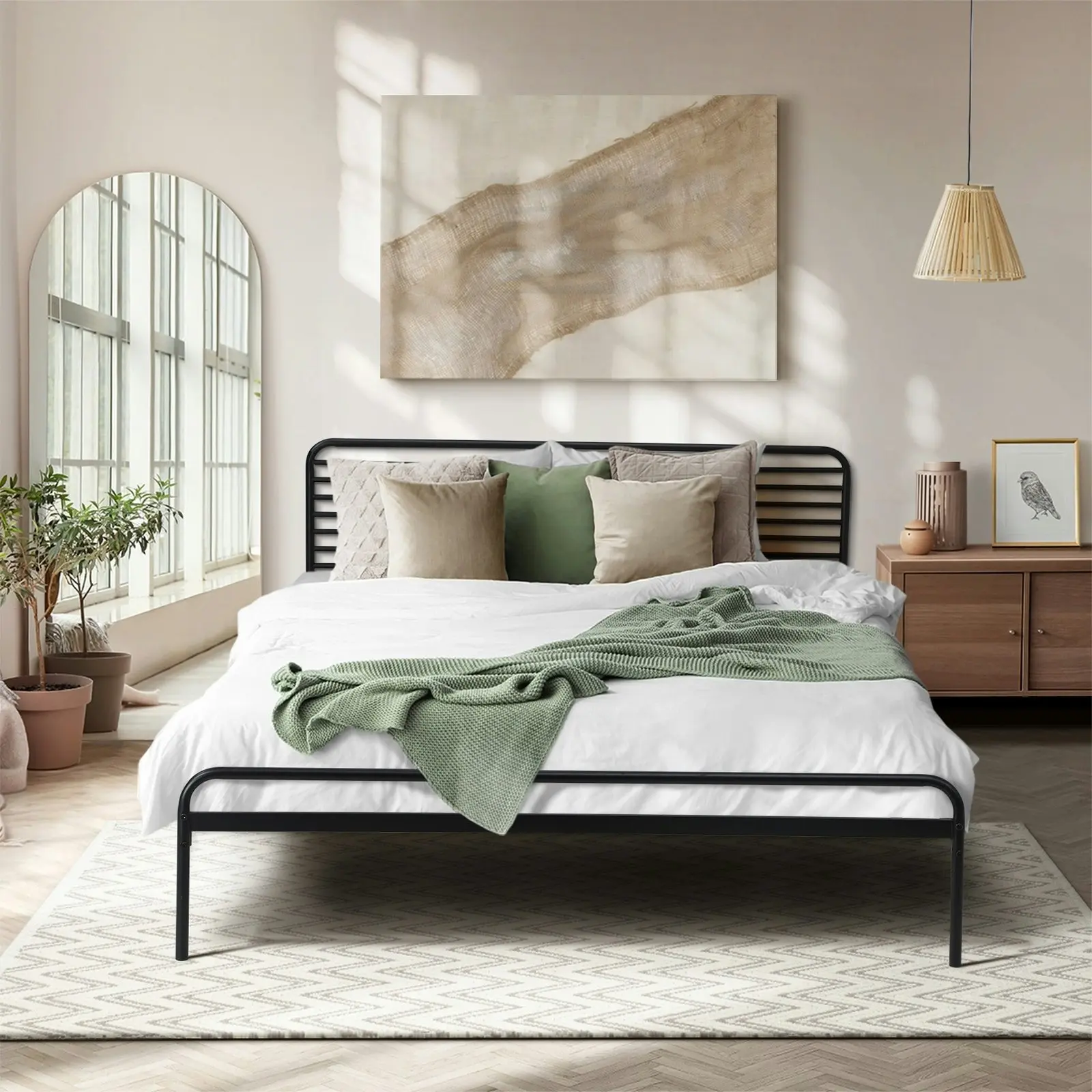 Oikiture Metal Bed Frame Queen Size Beds Platform